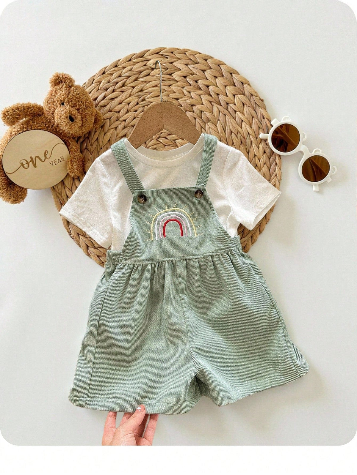 Roupa para Bebê Menina com Romper e Body Arco-iris  -2 peças