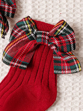 Meia para bebê Natal Laço com poá