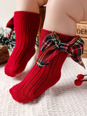 Meia para bebê Natal Laço com poá