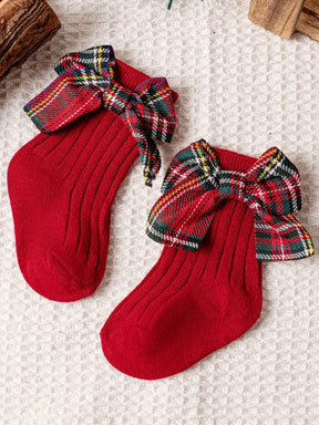 Meia para bebê Natal Laço com poá