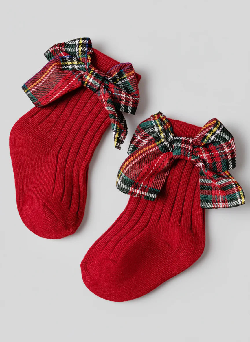Meia para bebê Natal Laço com poá