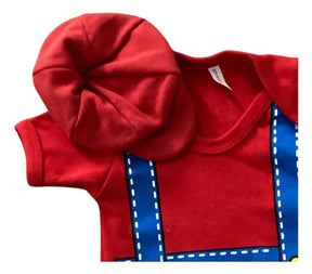 Body De Bêbe Temático Super Mario Body + Boina