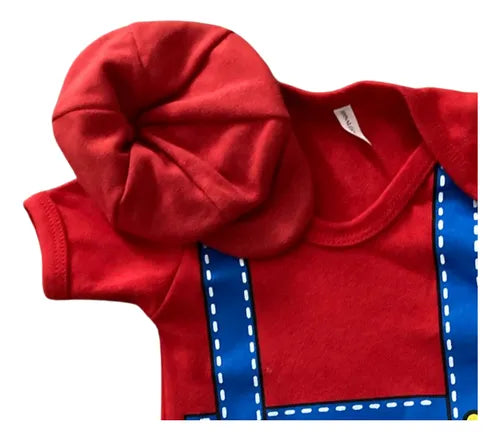 Body De Bêbe Temático Super Mario Body + Boina
