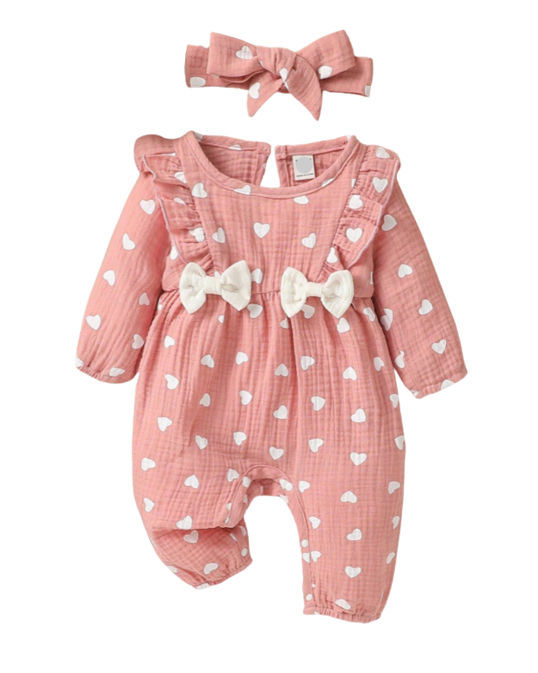 Macacao Longo Bebe Menina Plush Algodão + Faixa