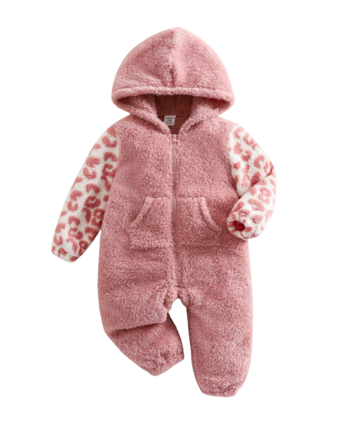 Macacão com capuz fofo de pele de leopardo